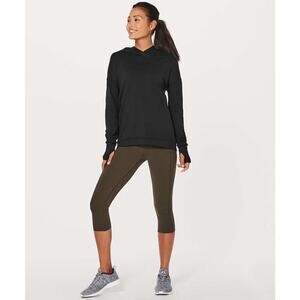 Lululemon Womens Black Extra Mile Running Active Long Sleeve Pullover Hoodie